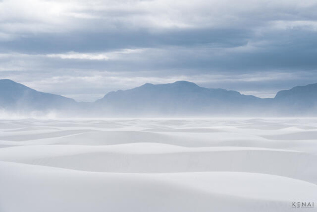 A windstorm approaches White Sands National Park in New Mexico. 