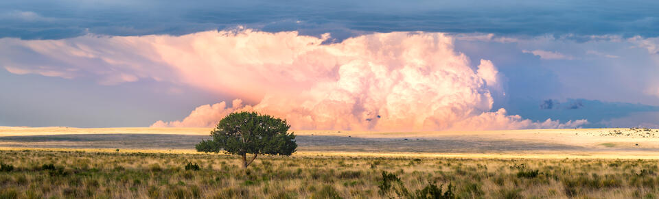 Cumulonimbus clouds appear in a summer storm over eastern New Mexico.