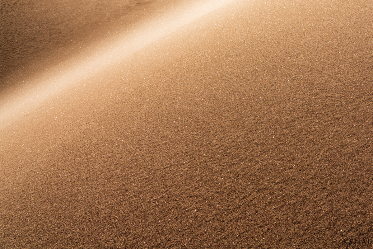 Abstract image of sand and sunlight in Great Sand Dune National Park, Colorado. 